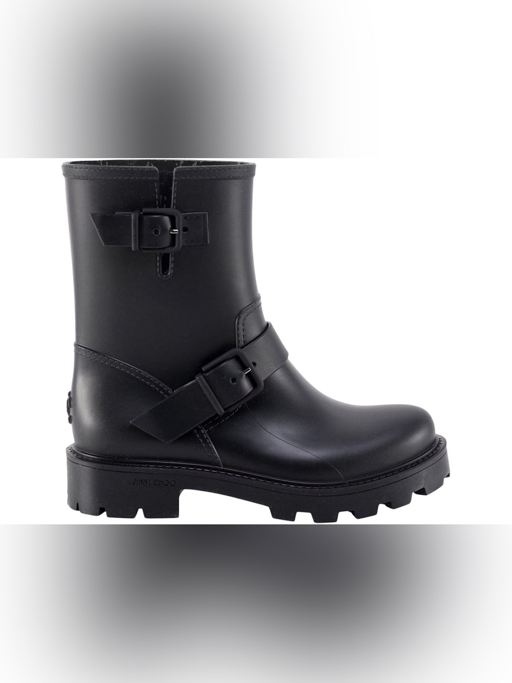 Jimmy Choo Black Yael Flat Rain Boots - Picture 5 of 10